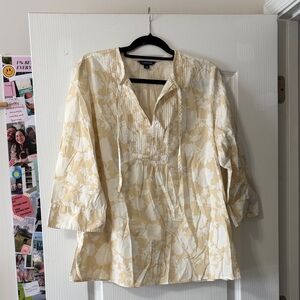 Lands' End Beige Floral Blouse